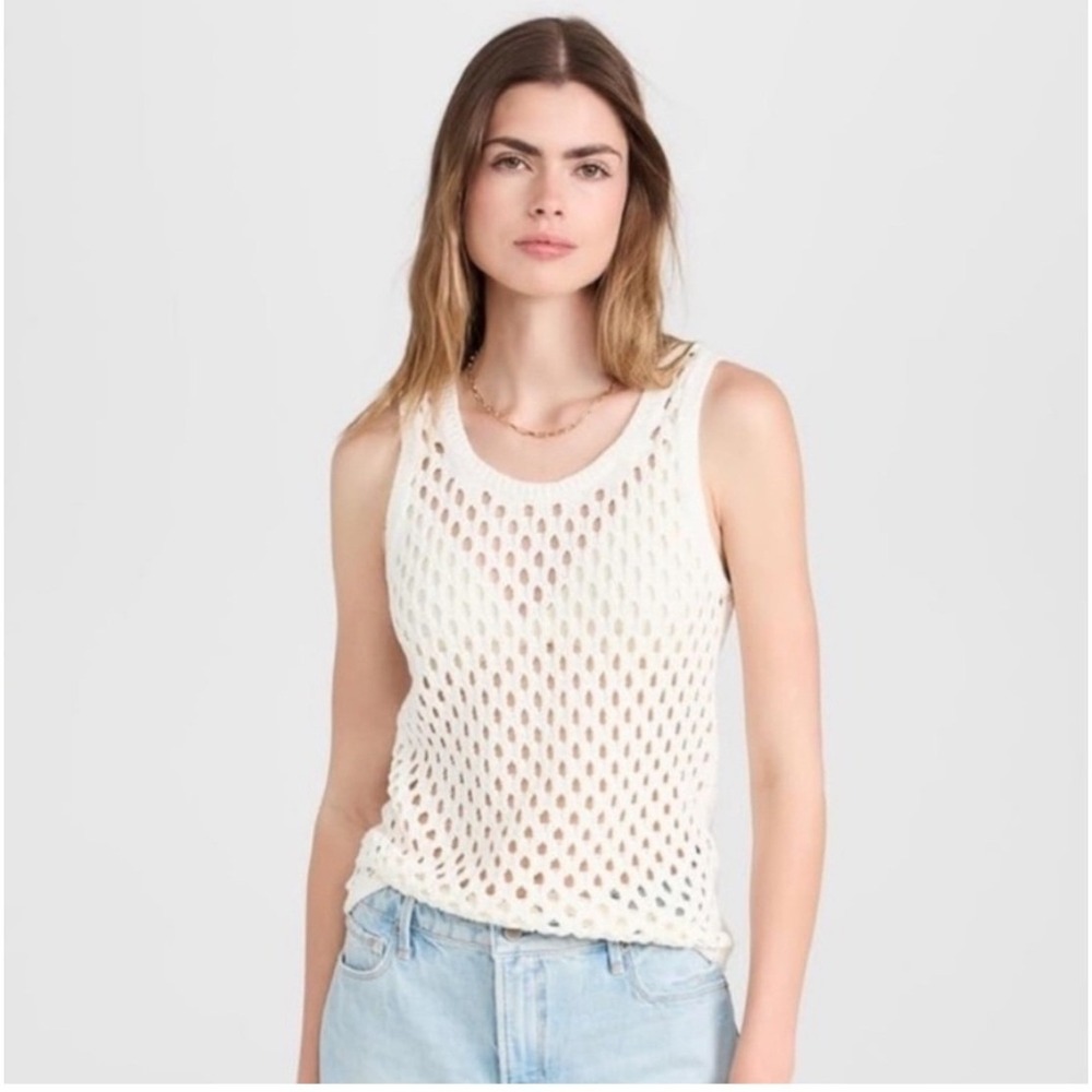 Madewell Greylek Open Stitch Tank Womens Small White New NQ979 Cotton Knit